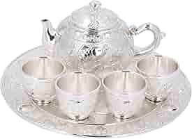 Amazon.com | Vintage Zinc Alloy Tea Set, Rustproof Silver